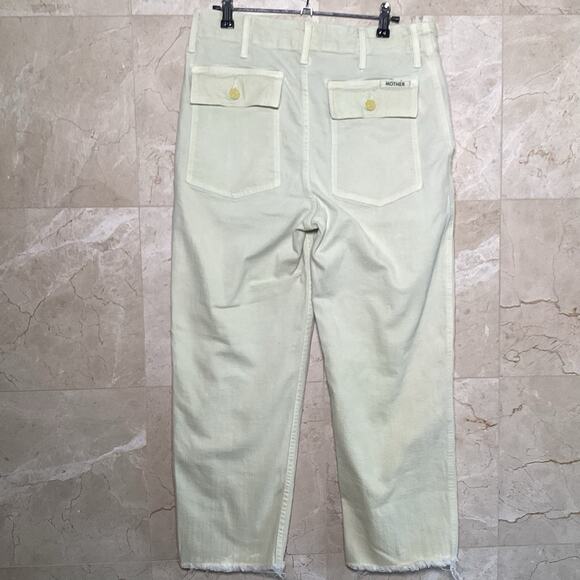 MOTHER Straight Patch Pocket Ankle Fray Jeans, Size 28, Butter Yellow Fall Denim - Picture 9 of 16